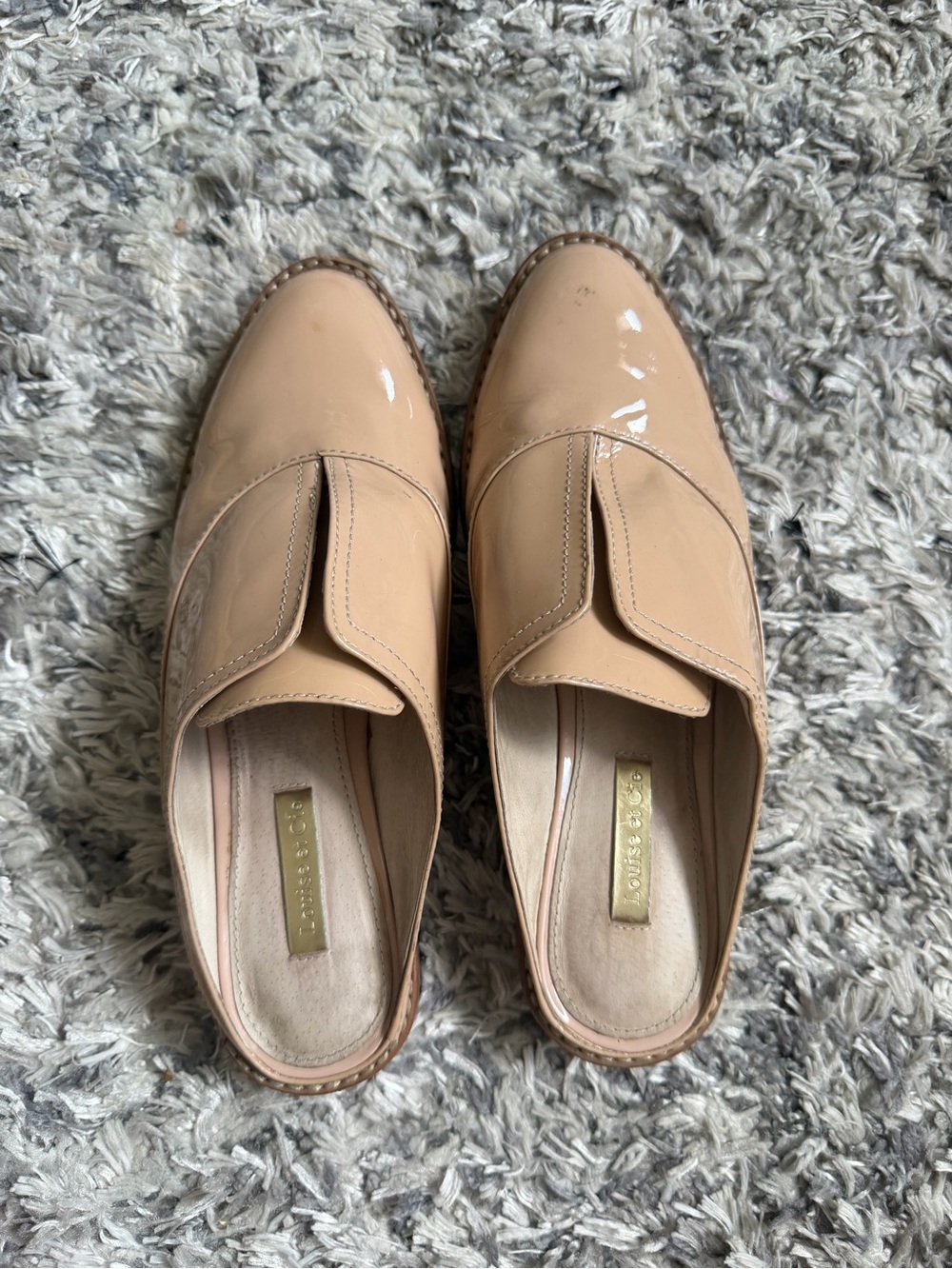 Louise et Cie Nude Patent Leather Slip-On Mules